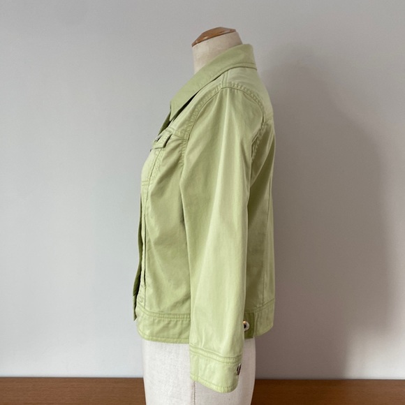 Cleo Petites mint green denim jacket style. Metal buttons on front and sides. M - Picture 3 of 13